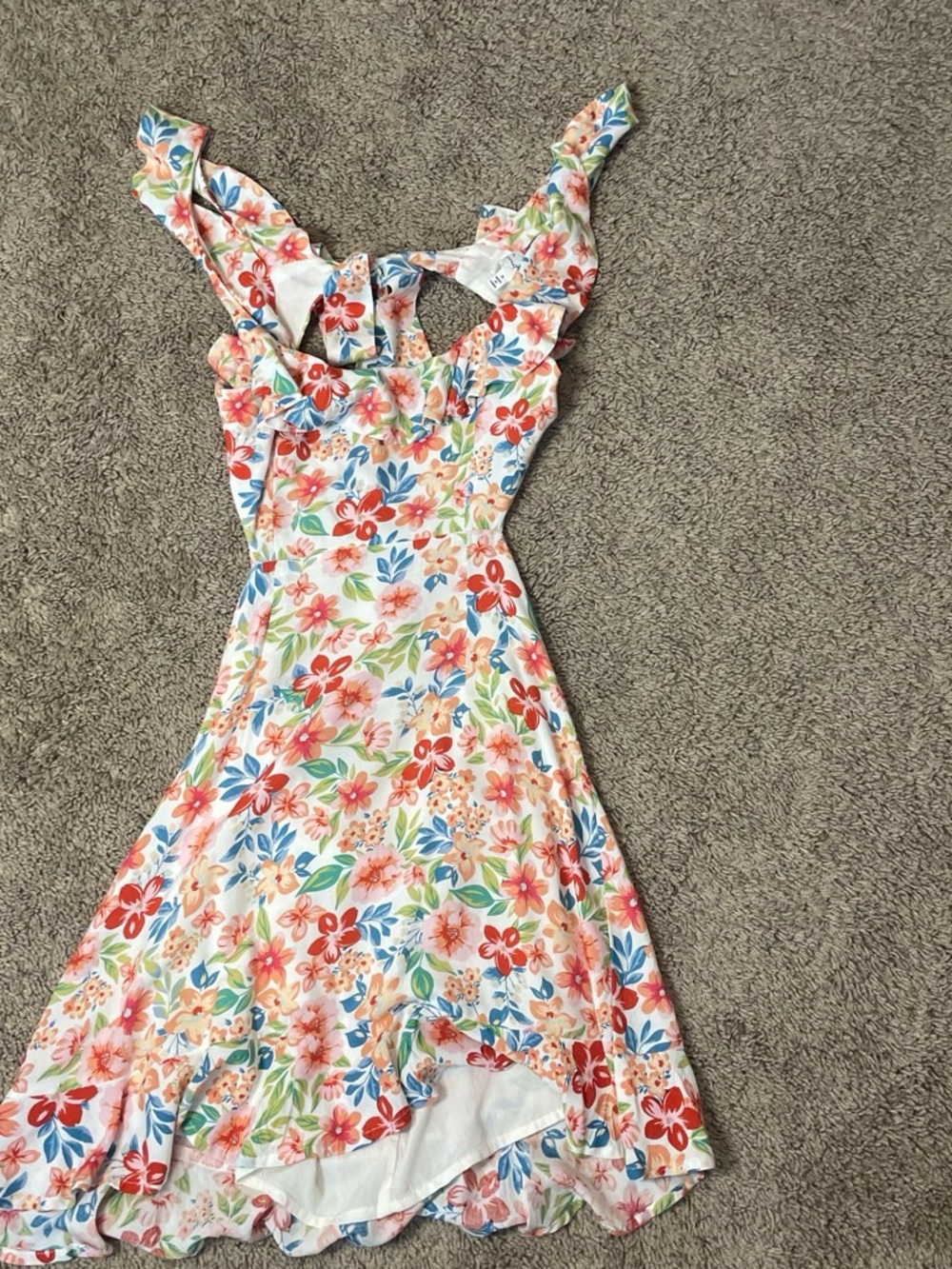 Floral Ruffle Midi Dress in Multicolor